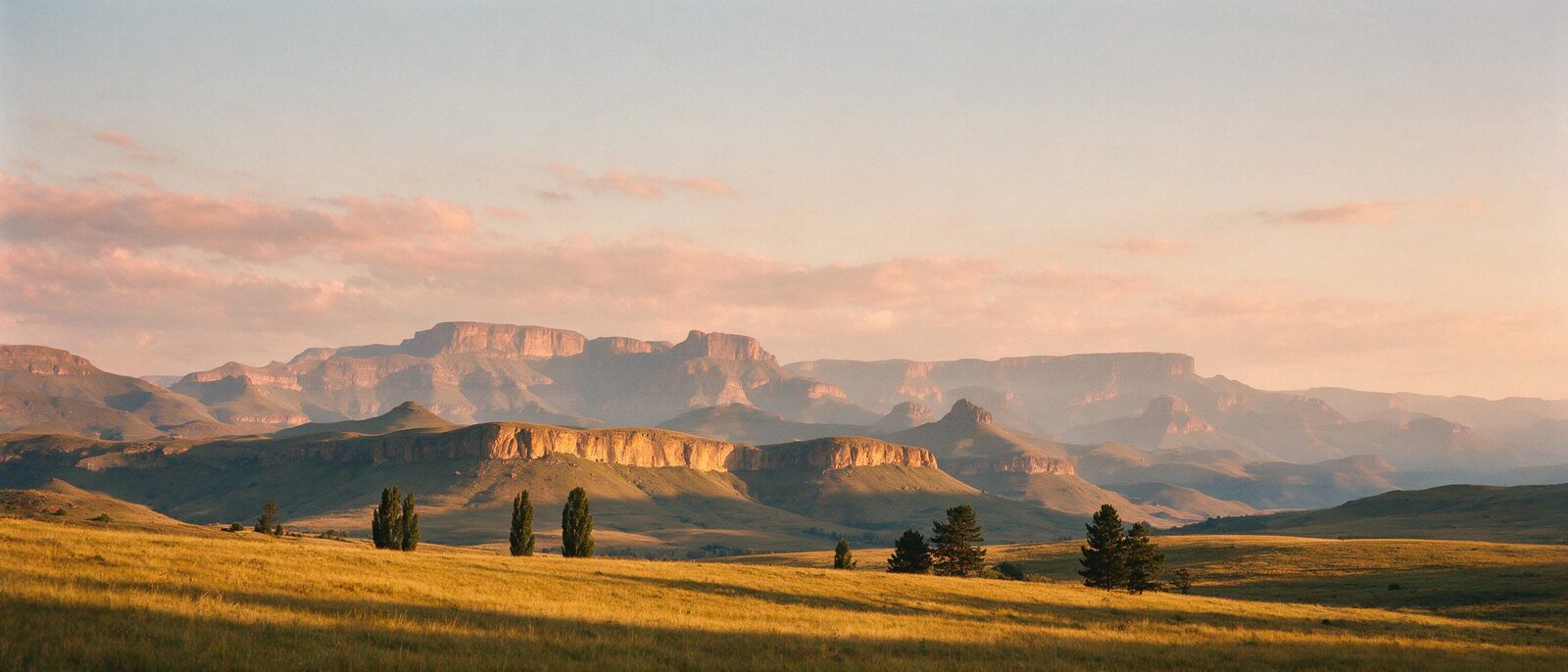 Sandstone buttresses and golden grassland in the Golden Gate Highlands National Park near Clarens