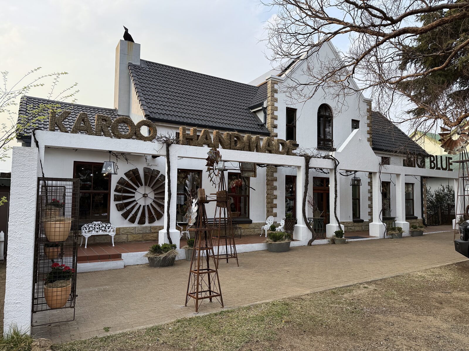 The veranda at Big Blue Karoo Handmade, the owners' shop in Clarens